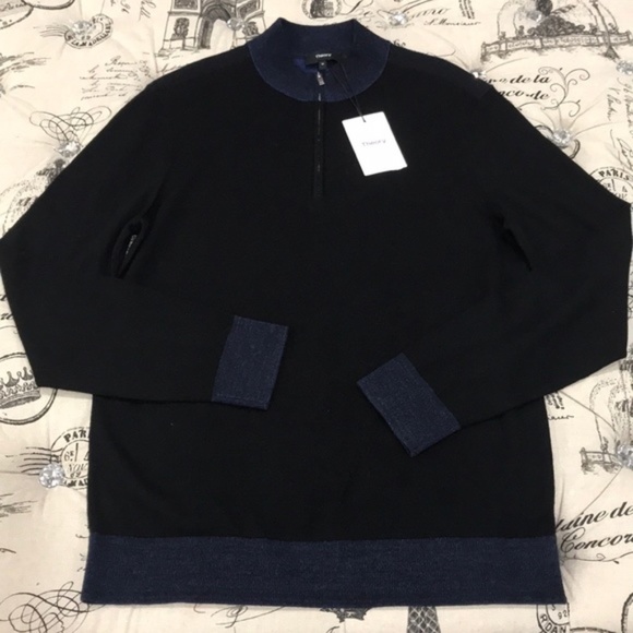 THEORY Rothley Color-block Quarter-zip Sweater - Picture 3 of 7
